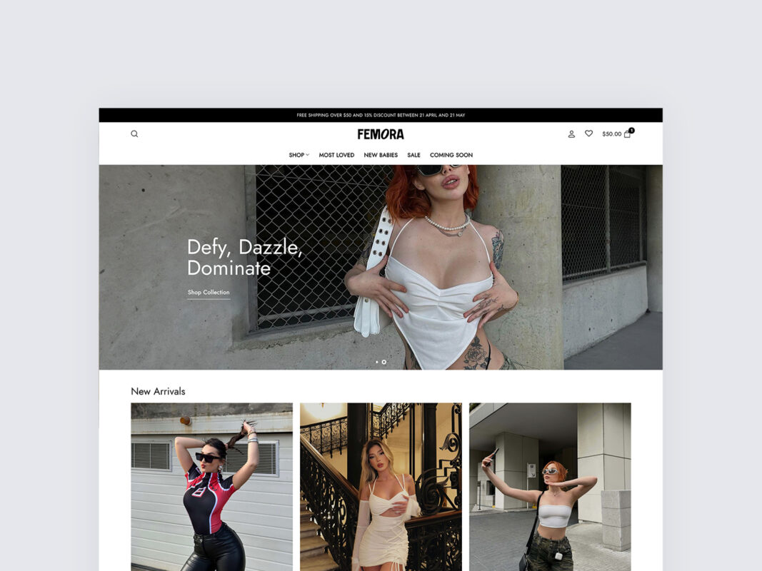 flatsome custom web design and development femora brand homepage